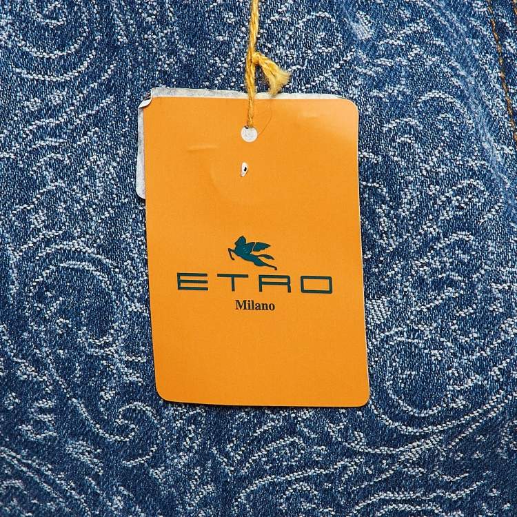 مملوكة مسبقًا Etro Blue Paisley Pattern Denim Skinny Jeans L Waist 31"