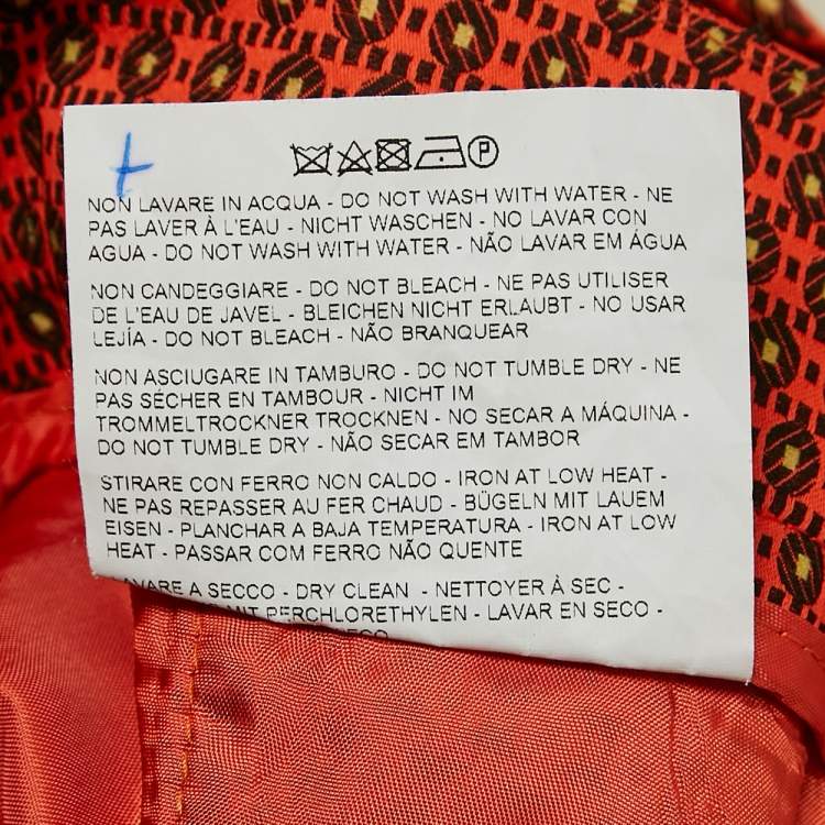 Pre Owned Etro Orange Patterned Crepe Trousers M