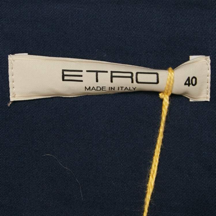 Pre Owned Etro Navy Blue Printed Cotton Button Front Mini Dress S