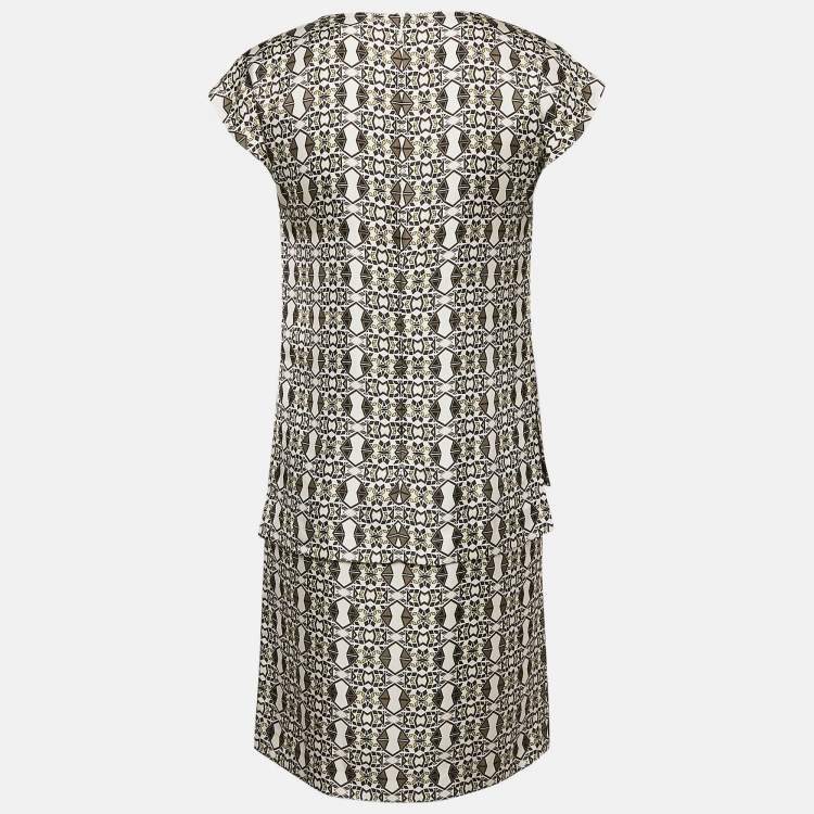 Pre Owned Etro Green Printed Silk Layered Shift Dress S