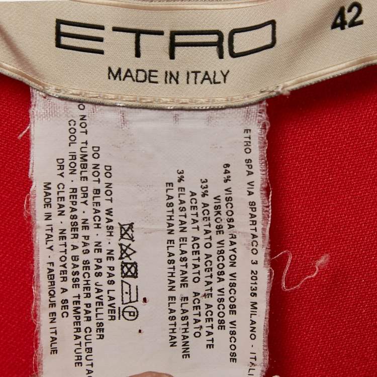 Pre Owned Etro Orange Crepe Wide Leg Pants M