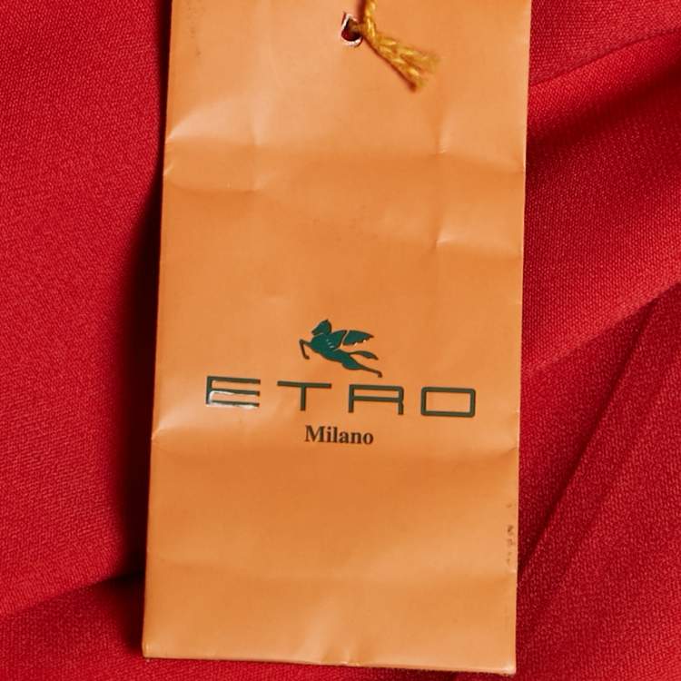 Pre Owned Etro Orange Crepe Wide Leg Pants M