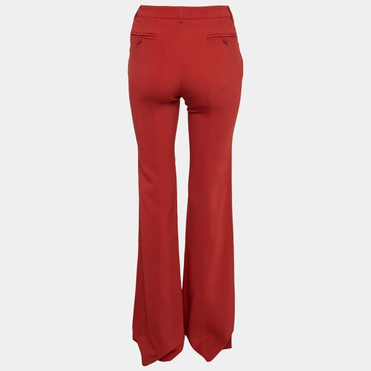 Pre Owned Etro Orange Crepe Wide Leg Pants M