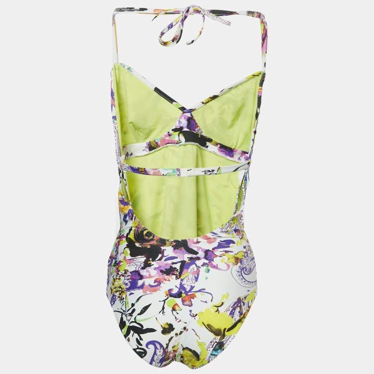 Pre Owned Etro Yellow Printed Jersey Swimsuit M