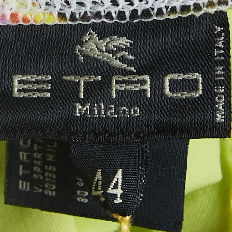 Pre Owned Etro Yellow Printed Jersey Swimsuit M