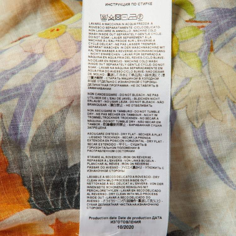 Pre Owned Etro Multicolor Printed Ramie Belted Long Dress L