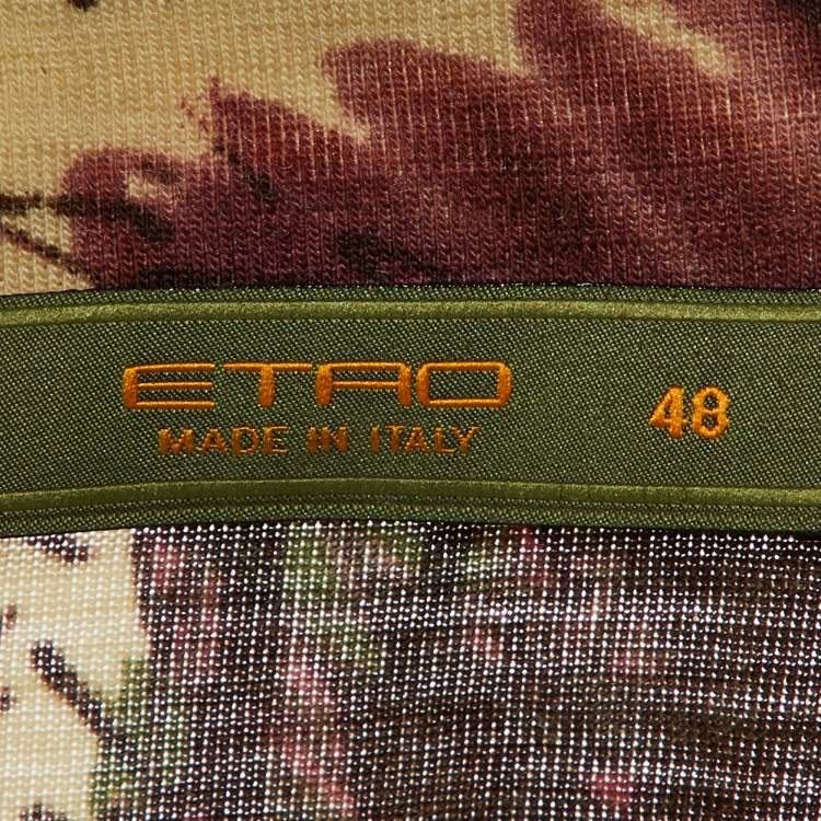 Pre Owned Etro Beige Printed Wool Blend Long leeve Top L