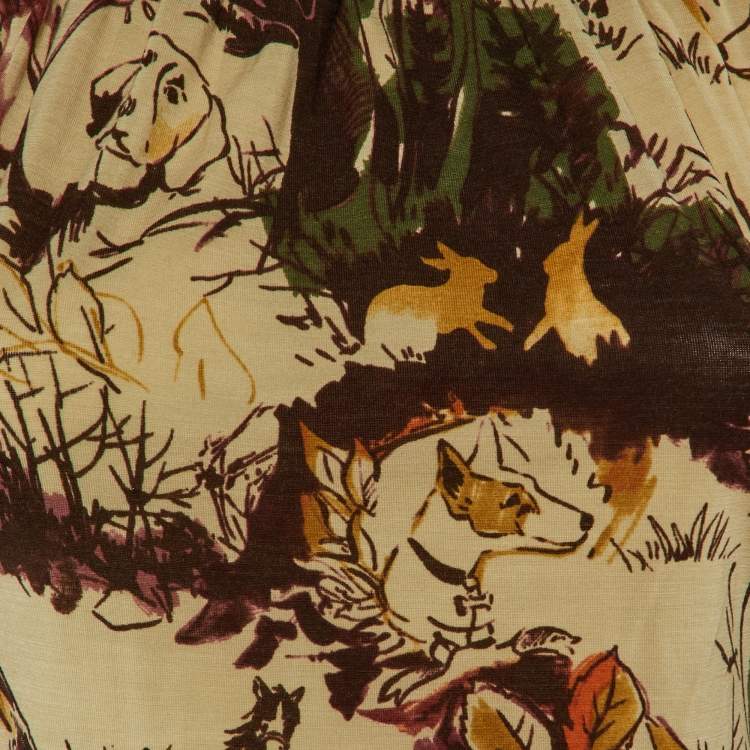 Pre Owned Etro Beige Printed Wool Blend Long leeve Top L