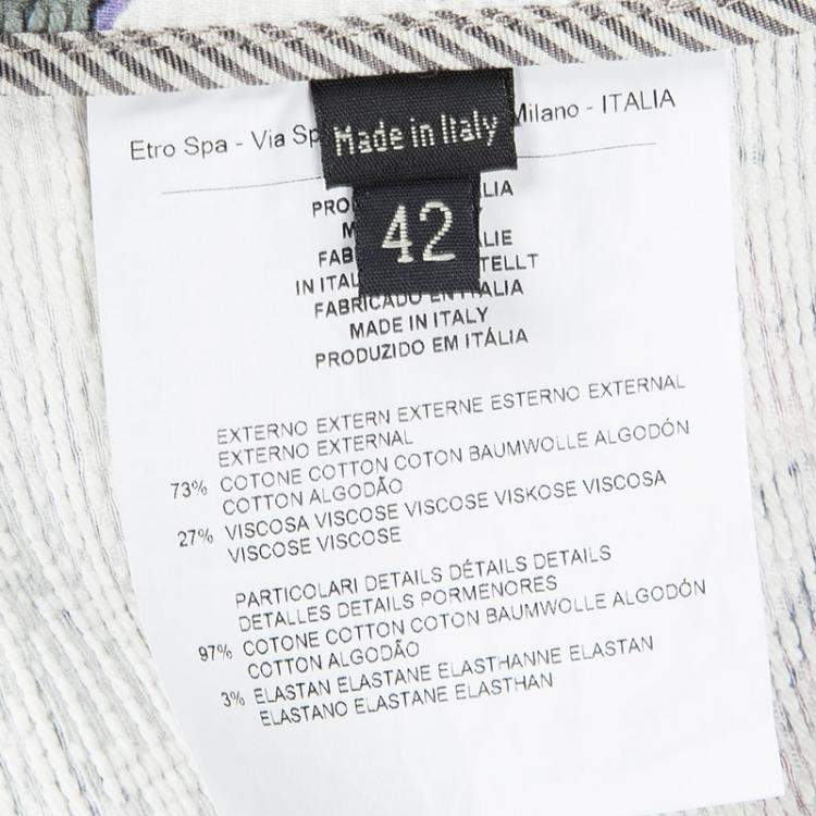 Pre Owned Etro Multicolor Floral Printed Textured Cotton Blend Overcoat M