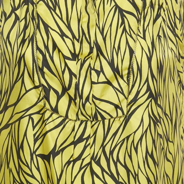 Pre Owned Etro Yellow Printed Silk Sleeveless Top M