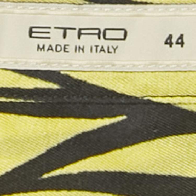 Pre Owned Etro Yellow Printed Silk Sleeveless Top M