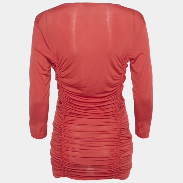 مملوكة مسبقًا Etro Red Jersey Ruched Long Top L