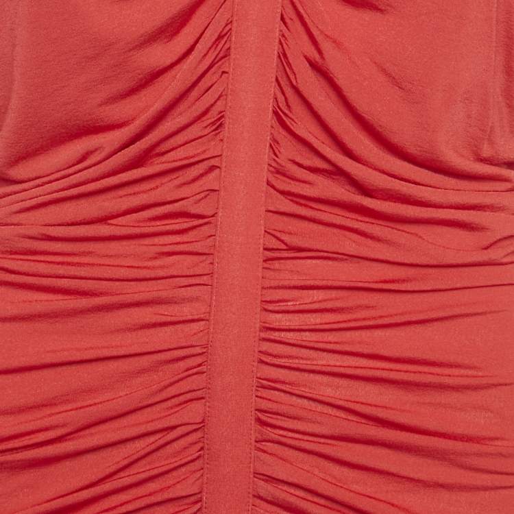 مملوكة مسبقًا Etro Red Jersey Ruched Long Top L