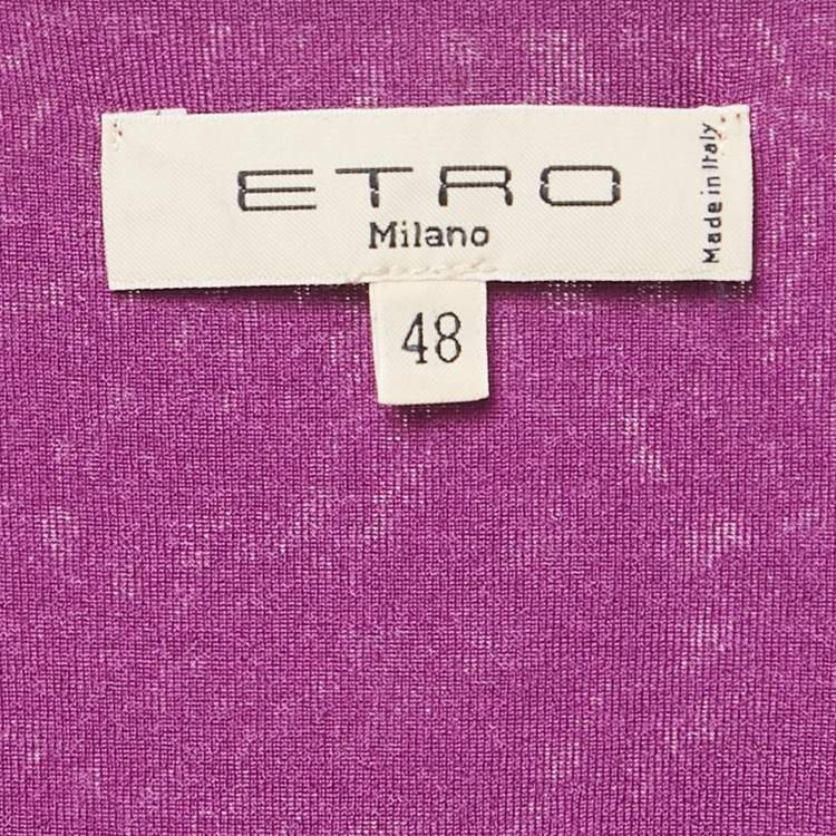 Pre Owned Etro Magenta Pink Jersey Pleated Mini Dress L