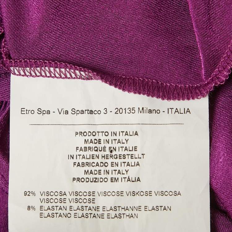 Pre Owned Etro Magenta Pink Jersey Pleated Mini Dress L