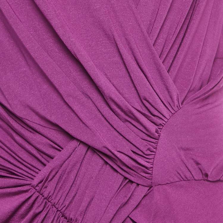 Pre Owned Etro Magenta Pink Jersey Pleated Mini Dress L