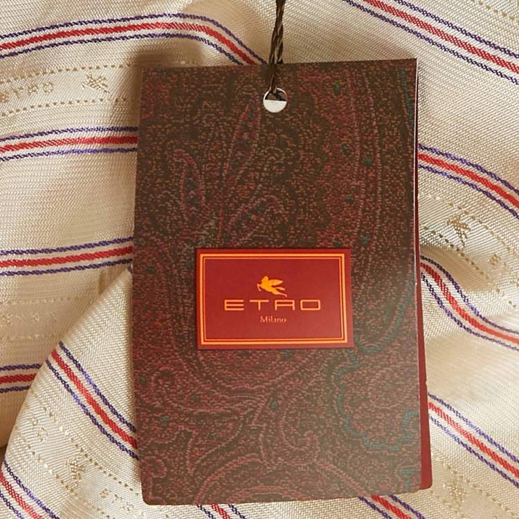 Pre Owned Etro Cream Jacquard Open Front Vest M