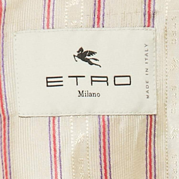 Pre Owned Etro Cream Jacquard Open Front Vest M