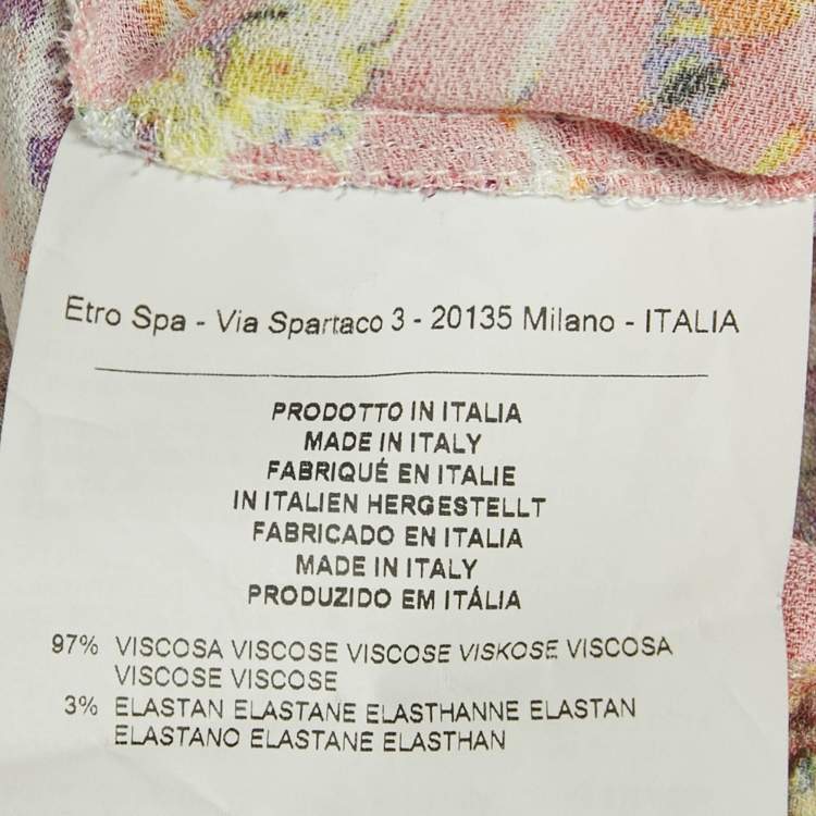 Pre Owned Etro Multicolor Printed Crepe Belted Midi Dress S