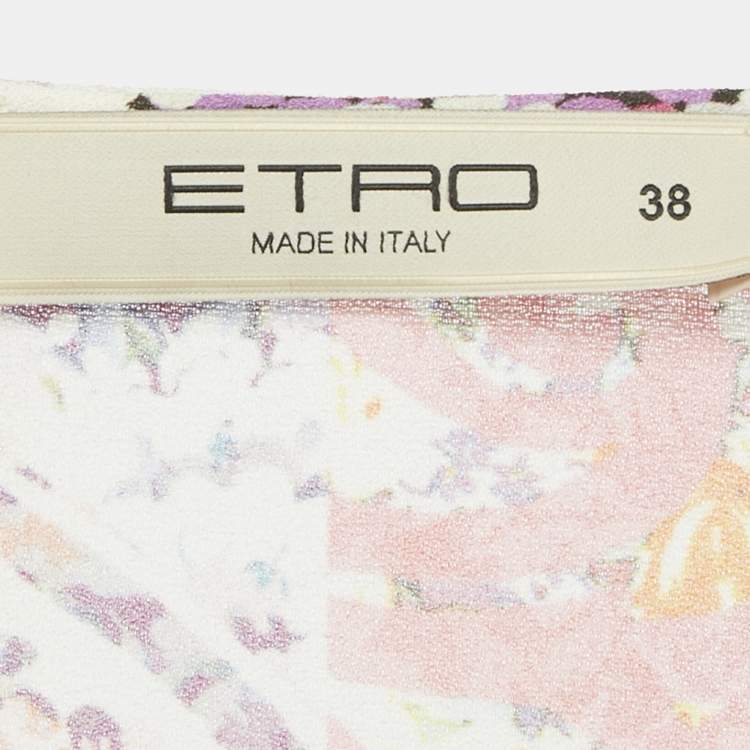Pre Owned Etro Multicolor Printed Crepe Belted Midi Dress S