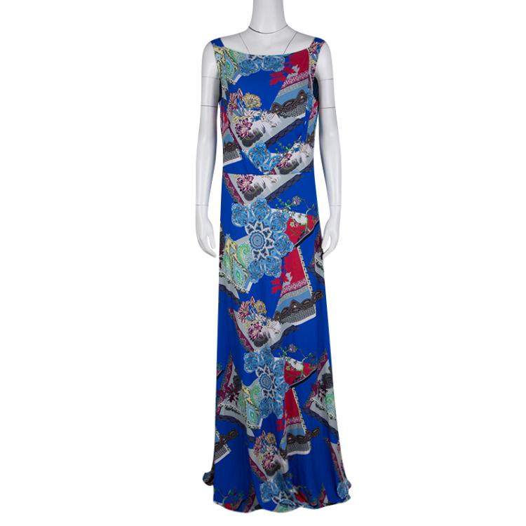 Pre Owned Etro Multicolor Printed Knit Sleeveless Maxi Dress L