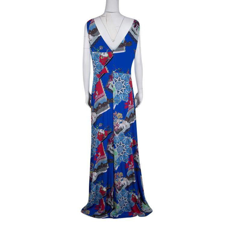 Pre Owned Etro Multicolor Printed Knit Sleeveless Maxi Dress L