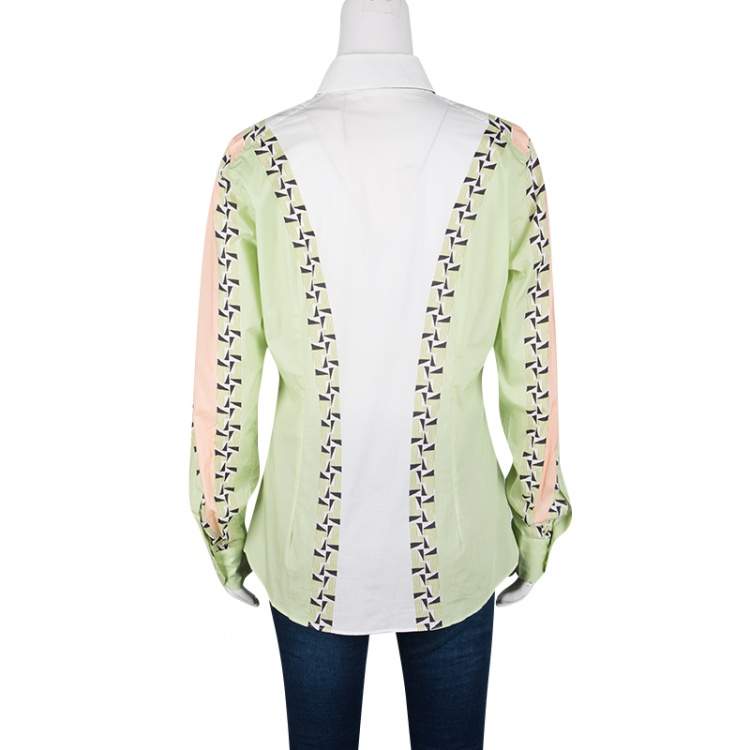 Pre Owned Etro Colorblock Printed Cotton Long Sleeve Button Front Shirt M