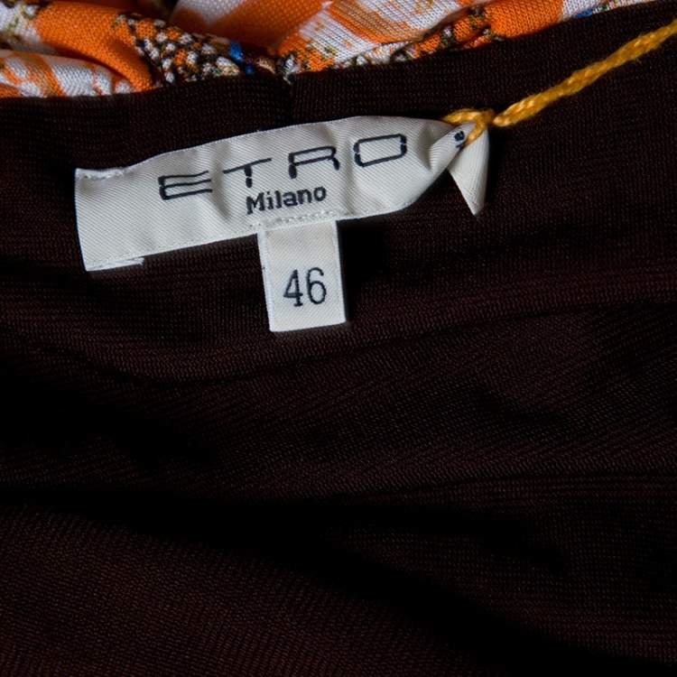 Pre Owned Etro Printed Multicolor Printed Knit Draped Maxi Skirt L