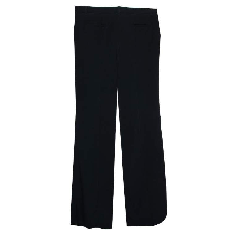 Pre Owned Etro Black Crepe Straight Leg Trousers L