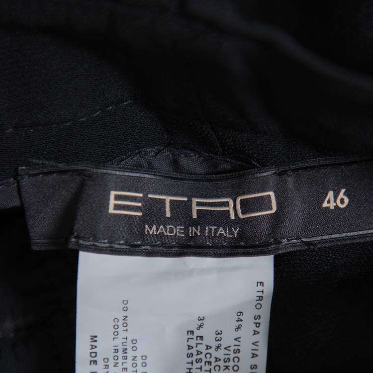 Pre Owned Etro Black Crepe Straight Leg Trousers L