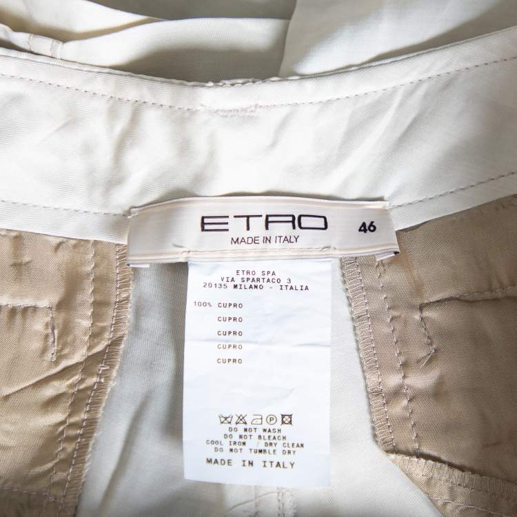 Pre Owned Etro Beige Cupro Cargo Trousers L