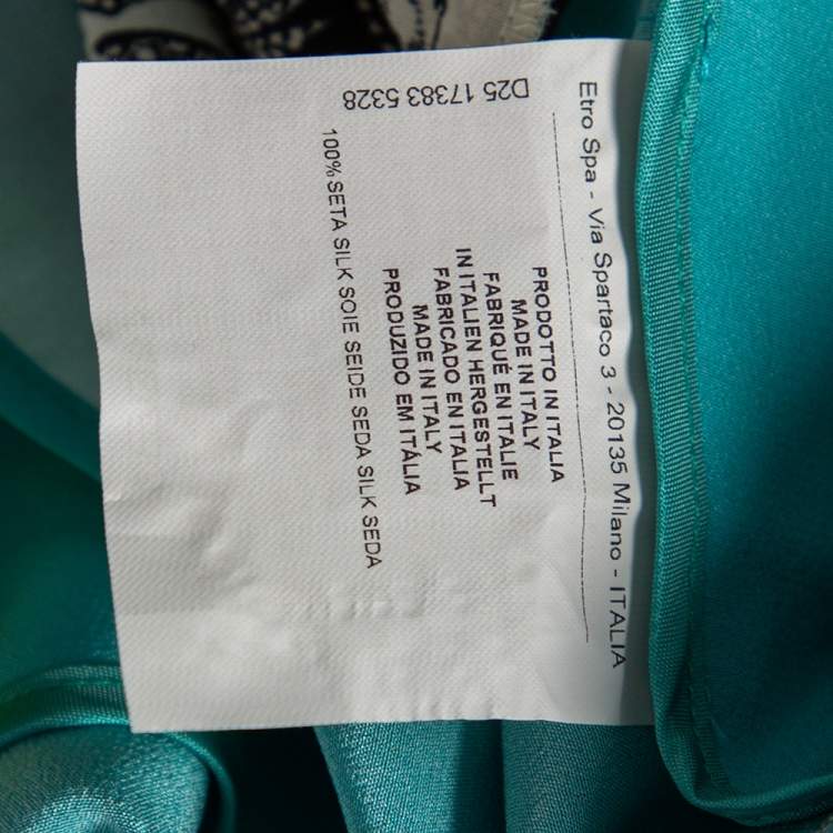 Pre Owned Etro Blue Paisley Printed Silk Crepe De Chine Maxi Skirt S
