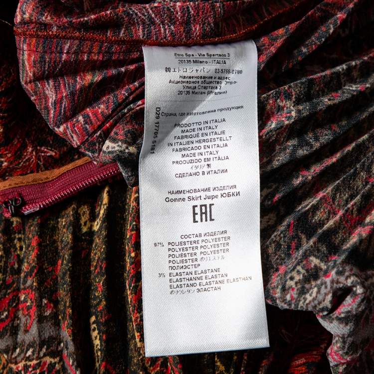 Pre Owned Etro Multicolored Paisley Printed Crepe Pleated Maxi Skirt S