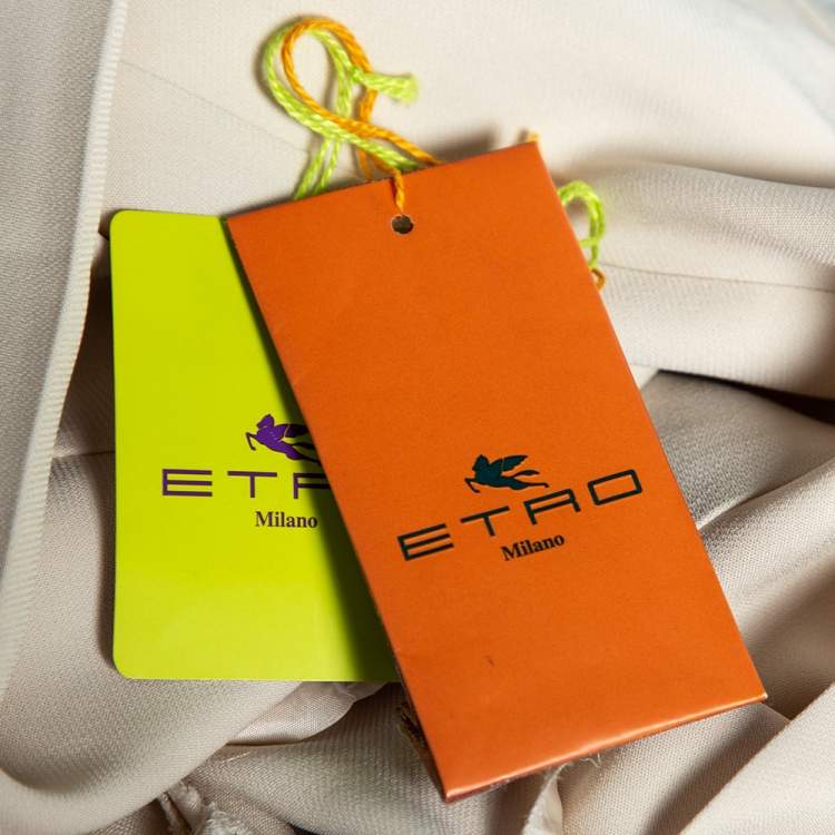 Pre Owned Etro Cream Crepe Tailored Pants S