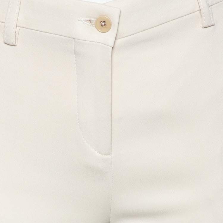 Pre Owned Etro Cream Crepe Tailored Pants S