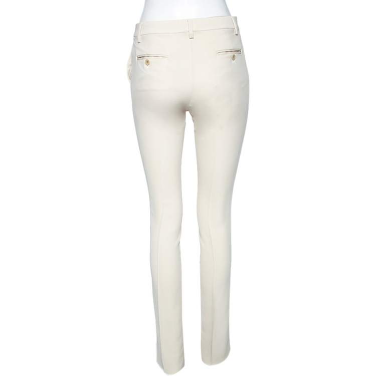 Pre Owned Etro Cream Crepe Tailored Pants S