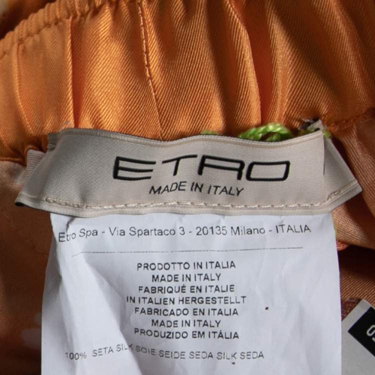Pre Owned Etro Multicolor Floral Printed Silk Slit Detailed Skirt M
