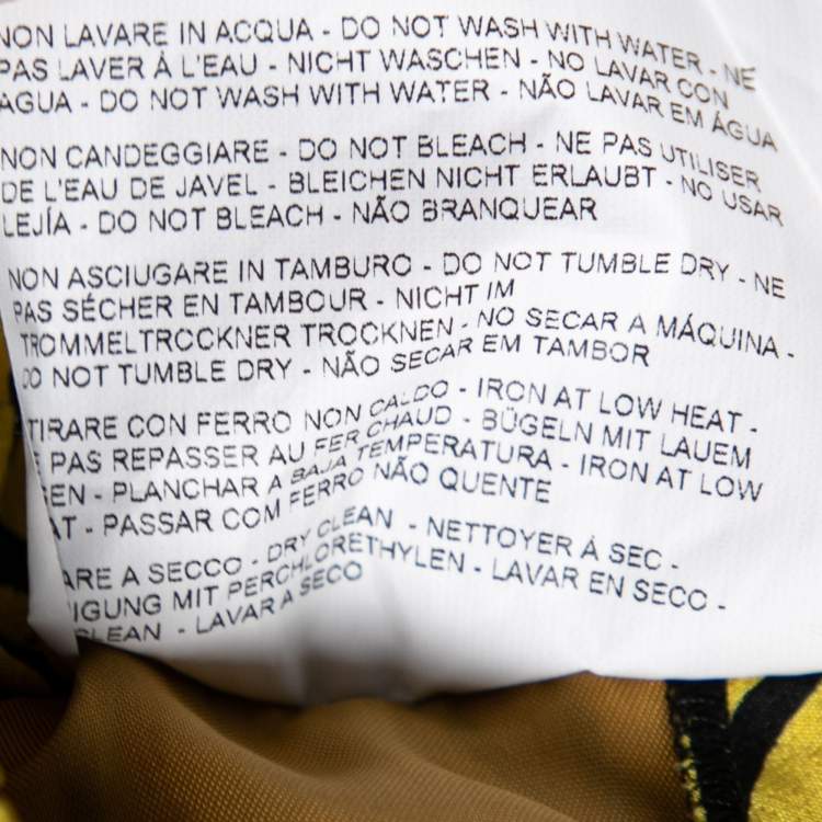 Pre Owned Etro Yellow and Black Leaf Printed Silk Elasticized Waist Pants M