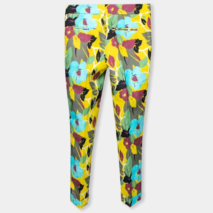 Pre Owned Etro Multicolor Floral Printed Cotton Trousers S