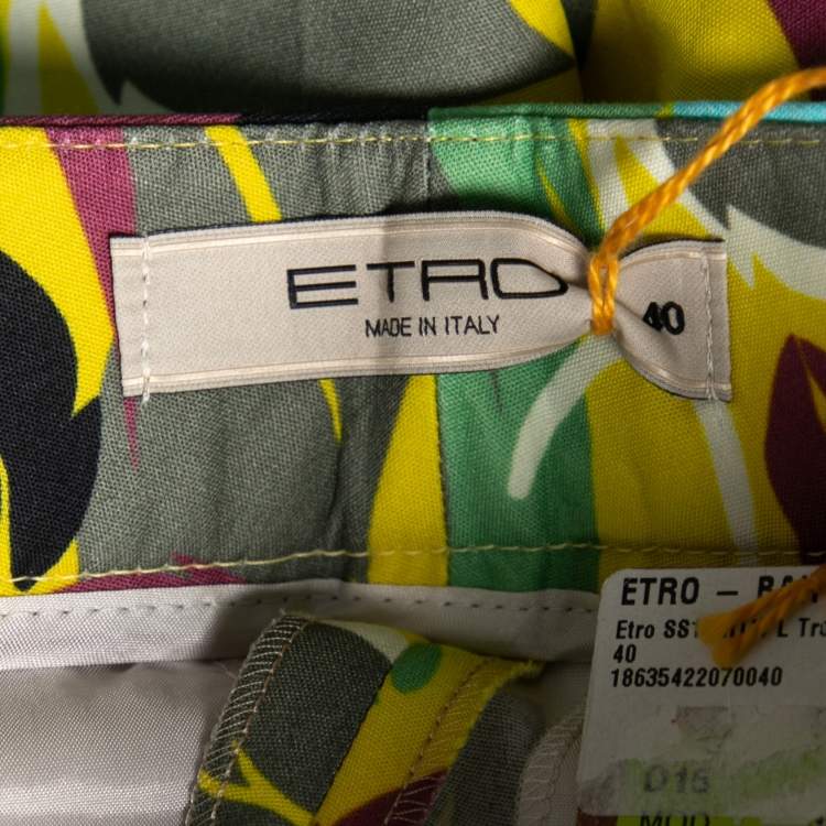 Pre Owned Etro Multicolor Floral Printed Cotton Trousers S