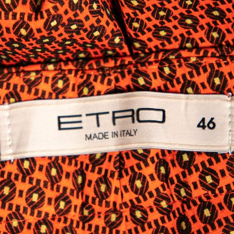 Pre Owned Etro Red Textured Crepe Trouser L