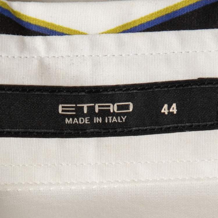 Pre Owned Etro White Paisley Printed Cotton Button Front Shirt M