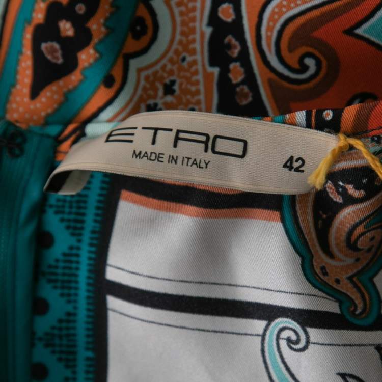 Pre Owned Etro Multicolor Paisley Print Silk Midi Dress M