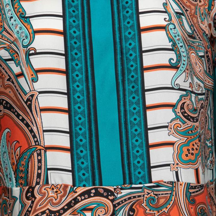 Pre Owned Etro Multicolor Paisley Print Silk Midi Dress M