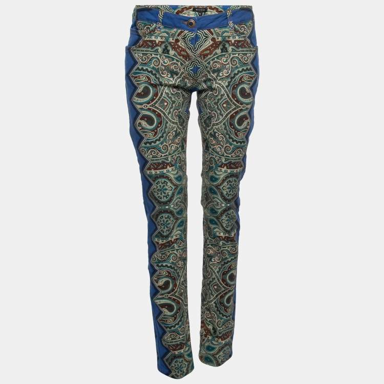 Pre Owned Etro Multicolor Printed Denim Skinny Jeans M