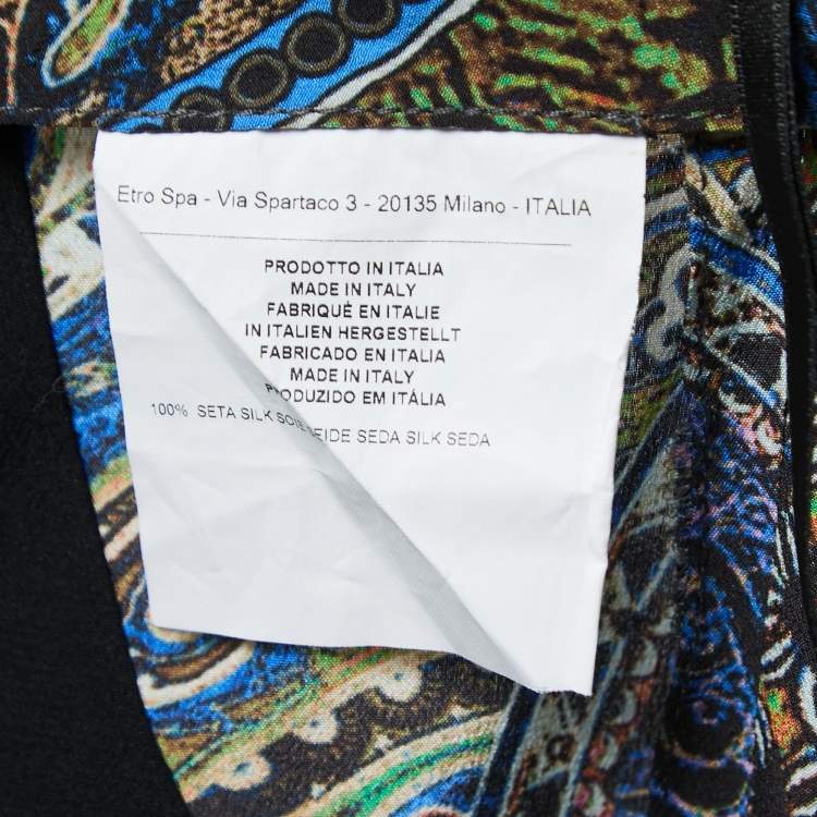 Pre Owned Etro Blue/Multicolor Printed Silk Maxi Skirt M