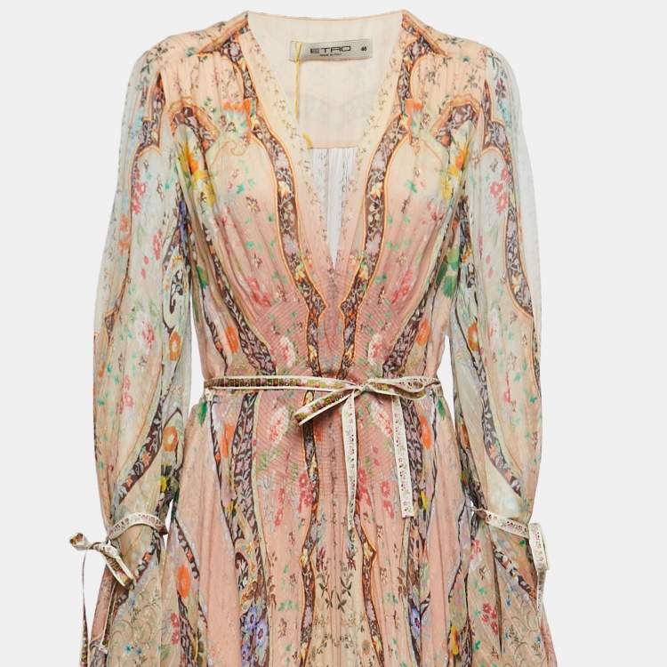 Pre Owned Etro Multicolor Paisley Printed Silk Maxi Dress L