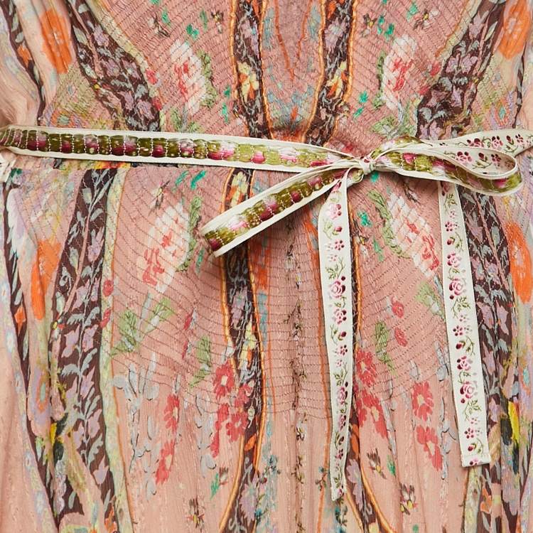 Pre Owned Etro Multicolor Paisley Printed Silk Maxi Dress L