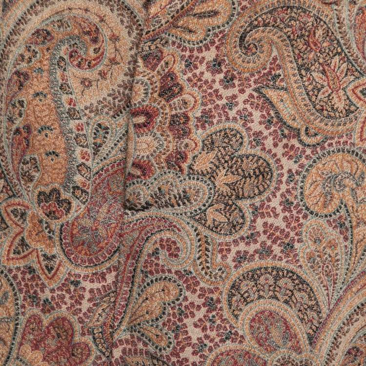 Pre Owned Etro Brown Paisley Patterned Wool Blend Mini Skirt M