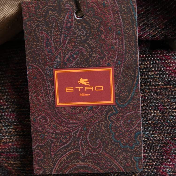 Pre Owned Etro Brown Paisley Patterned Wool Blend Mini Skirt M